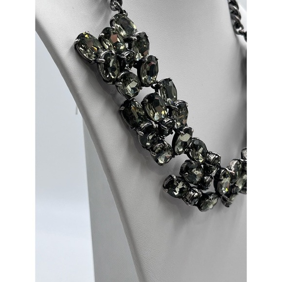 J. Crew Vintage Faceted Gray Rhinestones Chunky Chain Statement Neckace - Picture 6 of 15